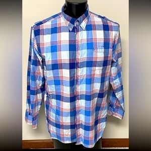 🔥Southern Tide Button Front Blue Cotton Plaid XL Classic Fit Super Nice!